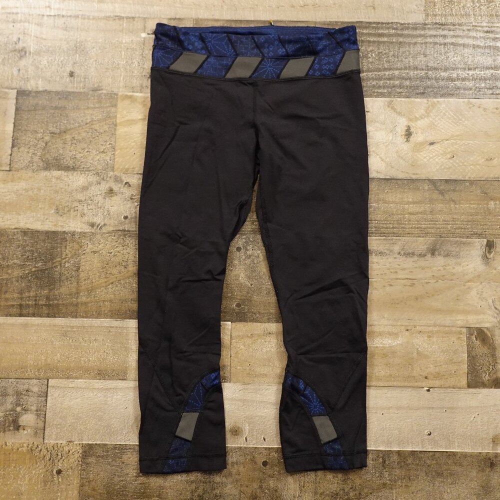 Lululemon pace rival crop‎ leggings women's 6 black reflective